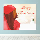 雪の中のメリークリスマス キャンバスプリント (インサイチュ (ウッドフロア))