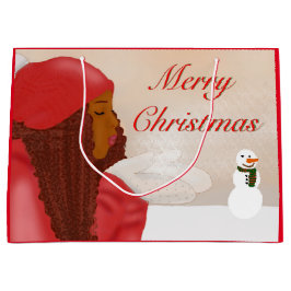 雪の中のメリークリスマス ラージペーパーバッグ