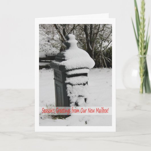雪の中のメールボックス – 新しいアドレスのお知らせ シーズンカード (正面)