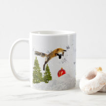 雪の中のユーモラスな赤狐のクリスマスオーナメント