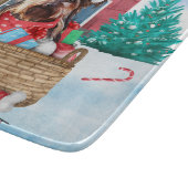 雪の中のヨークシャーテリアドッグクリスマスドッグハウス カッティングボード (角)