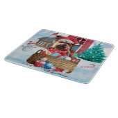 雪の中のヨークシャーテリアドッグクリスマスドッグハウス カッティングボード (角)