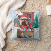 雪の中のヨークシャーテリアドッグクリスマスドッグハウス クッション (ブランケット)