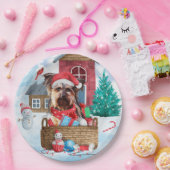 雪の中のヨークシャーテリアドッグクリスマスドッグハウス ペーパープレート (パーティー)