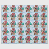 雪の中のヨークシャーテリアドッグクリスマスドッグハウス ラッピングペーパー (フラット)