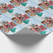 雪の中のヨークシャーテリアドッグクリスマスドッグハウス ラッピングペーパー (角)