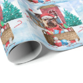 雪の中のヨークシャーテリアドッグクリスマスドッグハウス ラッピングペーパー (ロールコーナー)