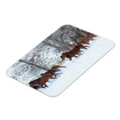 雪の中のランニング馬の群れ マグネット (左側)