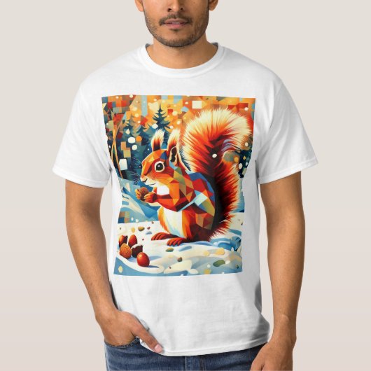 雪の中のリス5 Tシャツ (正面)