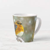 雪の中のルリツグミ - オリジナル写真 カフェラテマグ (右アングル)