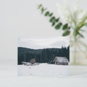 雪の中のログキャビン ポストカード (スタンド正面)