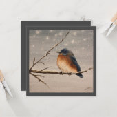 雪の中のロビン カード (正面/裏面インサイチュ)