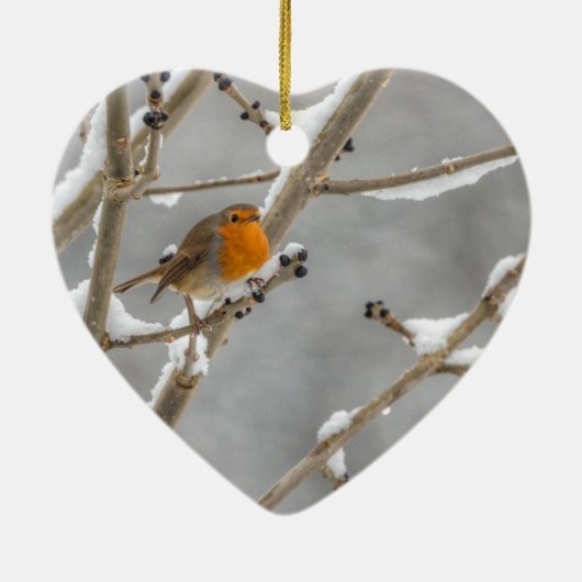 雪の中のロビン セラミックオーナメント (裏面)