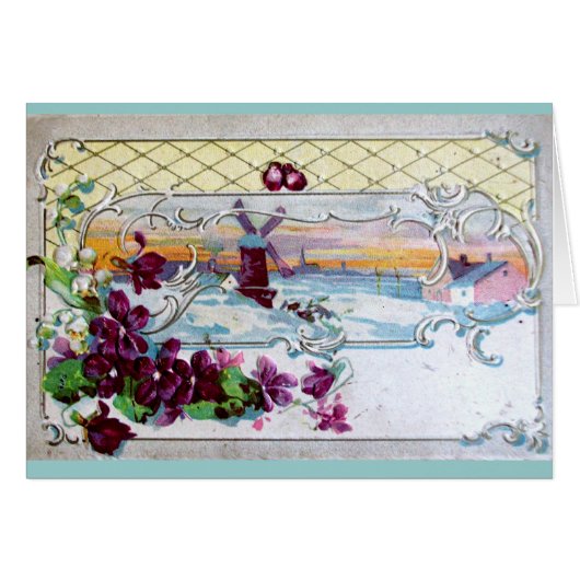 雪の中のロマンティカ/風車、パンジー、雪の滴 (正面横)