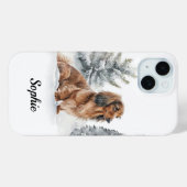 雪の中のロングヘアードダックスフンド Case-Mate iPhoneケース (裏面 (横))