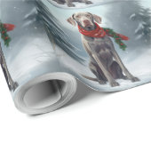 雪の中のワイマラナー犬 クリスマス ラッピングペーパー (ロールコーナー)