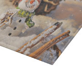 雪の中のヴィンテージの雪だるまの絵画 カッティングボード (角)
