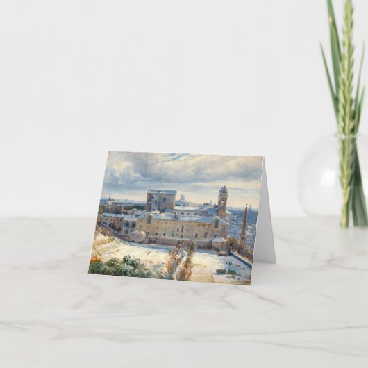 雪の中のヴィンテージクリスマスカードのローマ（1825年～30年） シーズンカード (正面)