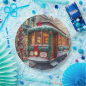 雪の中のヴィンテージクリスマスストリートカー ペーパープレート (パーティー)