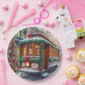 雪の中のヴィンテージクリスマスストリートカー ペーパープレート (パーティー)