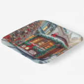 雪の中のヴィンテージクリスマスストリートカー ペーパープレート (傾斜あり)