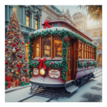 雪の中のヴィンテージクリスマスストリートカー