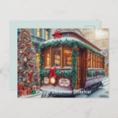 雪の中のヴィンテージクリスマスストリートカー ポストカード (正面/裏面)