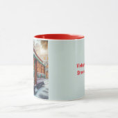 雪の中のヴィンテージクリスマスストリートカー マグカップ (中央)