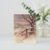 雪の中のヴィンテージクリスマスハウス シーズンカード (スタンド正面)