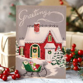 雪の中のヴィンテージクリスマスハウス シーズンカード