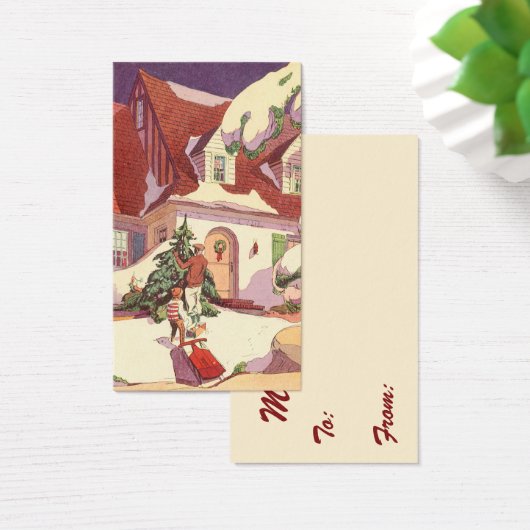 雪の中のヴィンテージクリスマスファミリーハウス (デスク)