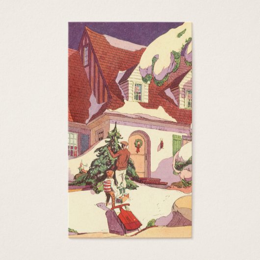 雪の中のヴィンテージクリスマスファミリーハウス (正面)