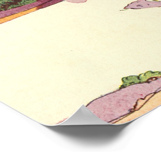 雪の中のヴィンテージクリスマスファミリーハウス ポスター (角)