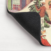 雪の中のヴィンテージクリスマスファミリーハウス マウスパッド (コーナー)