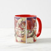 雪の中のヴィンテージクリスマスファミリーハウス マグカップ (正面右)