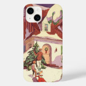 雪の中のヴィンテージクリスマスファミリーハウス Case-Mate iPhoneケース (裏面)