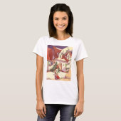 雪の中のヴィンテージクリスマスファミリーハウス Tシャツ (正面フル)