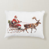 雪の中のヴィンテージサンタクロース アクセントクッション (裏面)