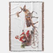 雪の中のヴィンテージサンタクロース スローブランケット (正面縦)