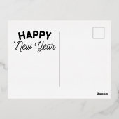 雪の中のヴィンテージ少年 – 新年 箔シーズンポストカード (裏面)