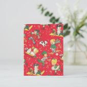 雪の中のヴィンテージ遊クリスマスの子供たち シーズンポストカード (スタンド正面)