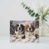 雪の中の二人の聖ベルナルズ ポストカード (スタンド正面)