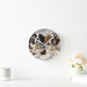 雪の中の二人の聖ベルナルズ ラウンド壁時計 (ホーム)