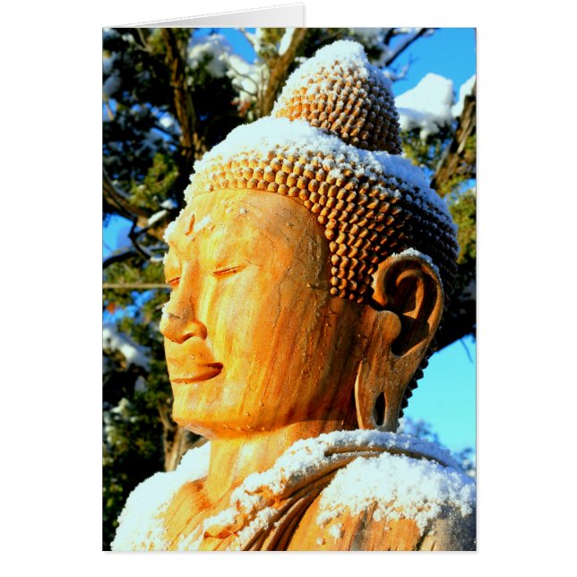 雪の中の仏頭 (正面)