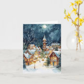 雪の中の例示的なクリスマスシティ カード (黄色い花)