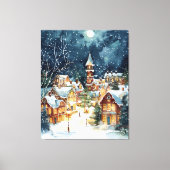 雪の中の例示的なクリスマスシティ キャンバスプリント (正面)
