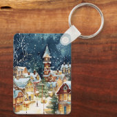 雪の中の例示的なクリスマスシティ キーホルダー (裏面)