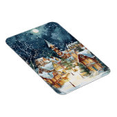 雪の中の例示的なクリスマスシティ マグネット (右側)