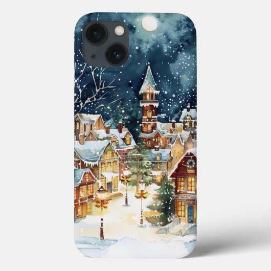 雪の中の例示的なクリスマスシティ Case-Mate iPhoneケース (裏面)