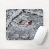 雪の中の信仰のショウジョウコウチョウのつがい 聖書の言葉 マウスパッド (マウス)